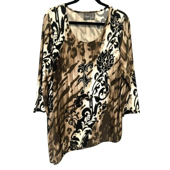 Chico's Tops - Travelers By Chico's Womens Top 3 (XL 16) Asymmetrical Hem 3/4 Sleeve Tunic